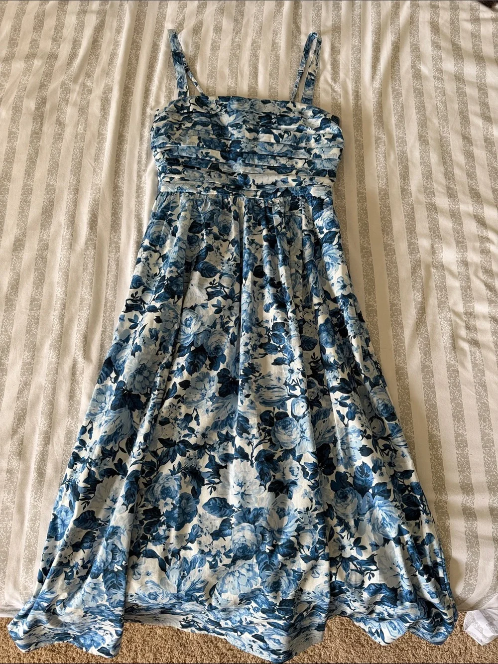 Abercrombie & Fitch Emerson Poplin Wide Strap Midi Dress
